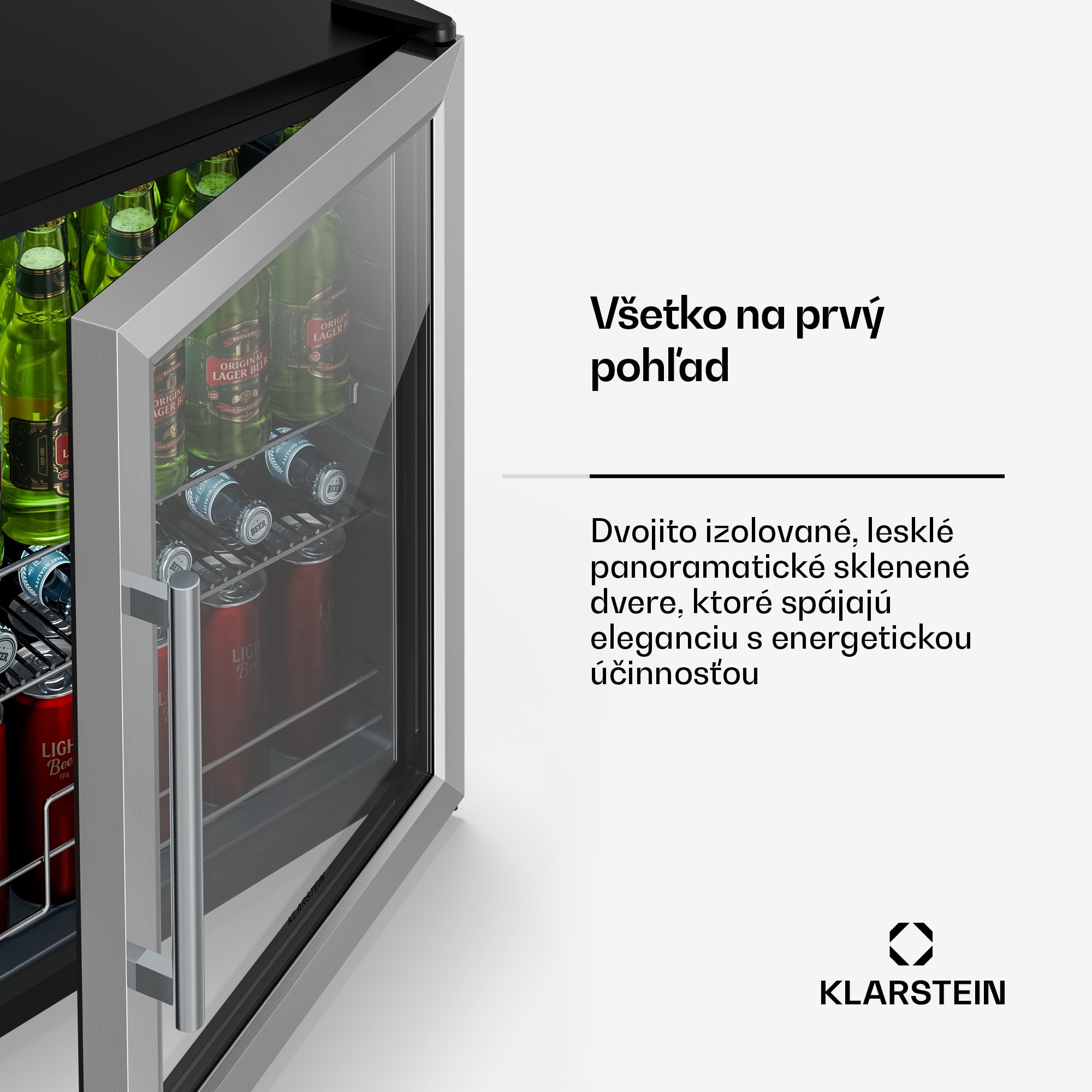Klarstein Beersafe chladnička na nápoje so sklenenými dverami | 64 x 48 cm | Vnútorné LED osvetlenie – Obrázok 4