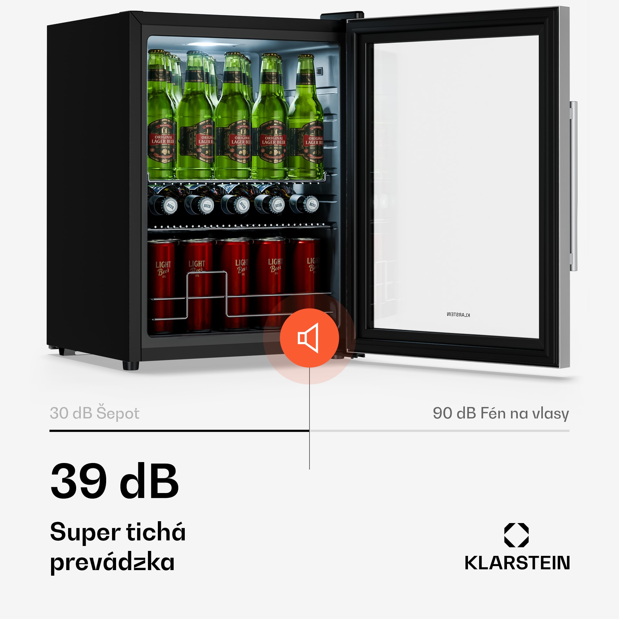 Klarstein Beersafe chladnička na nápoje so sklenenými dverami | 64 x 48 cm | Vnútorné LED osvetlenie – Obrázok 5