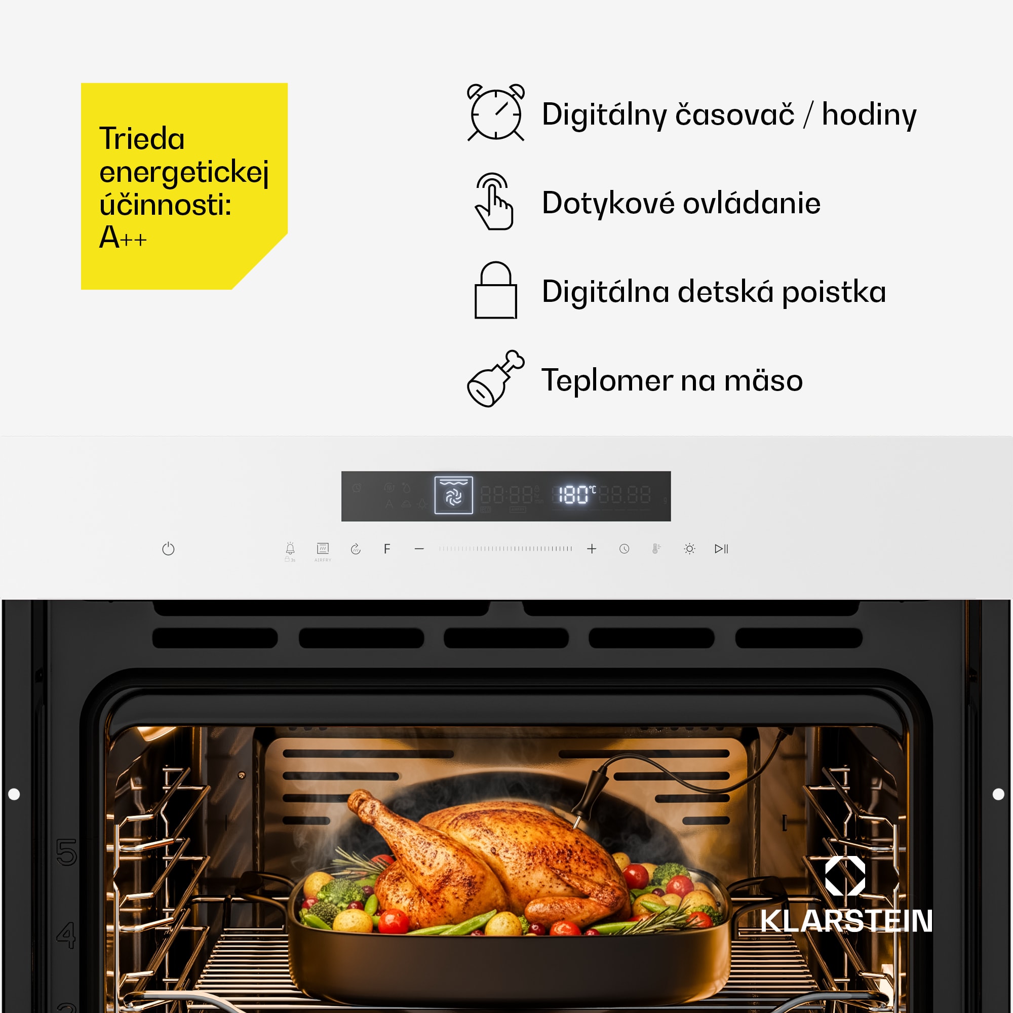Klarstein Airjet rúra | Elektrická rúra s funkciou fritézy | 2900 W | 72 l | 60 cm – Obrázok 3