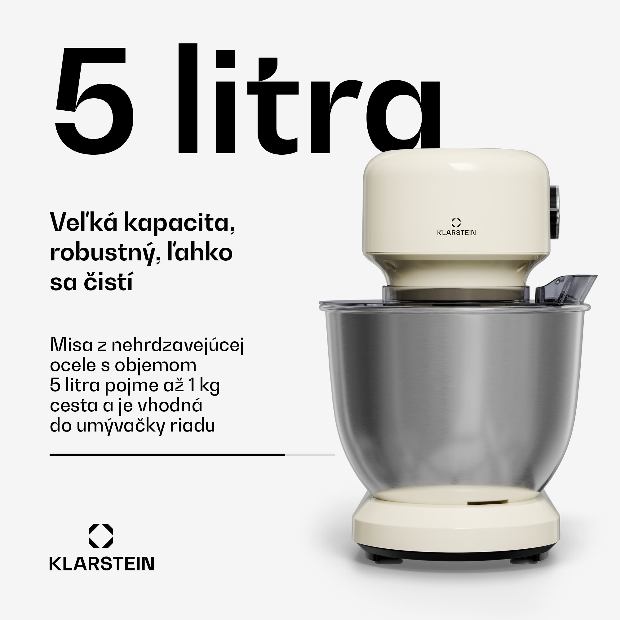 Klarstein Bella Evo kuchynský robot | planetárny miešací systém | 3 nástavce na mixovanie | 1500 W | 5 l – Obrázok 2