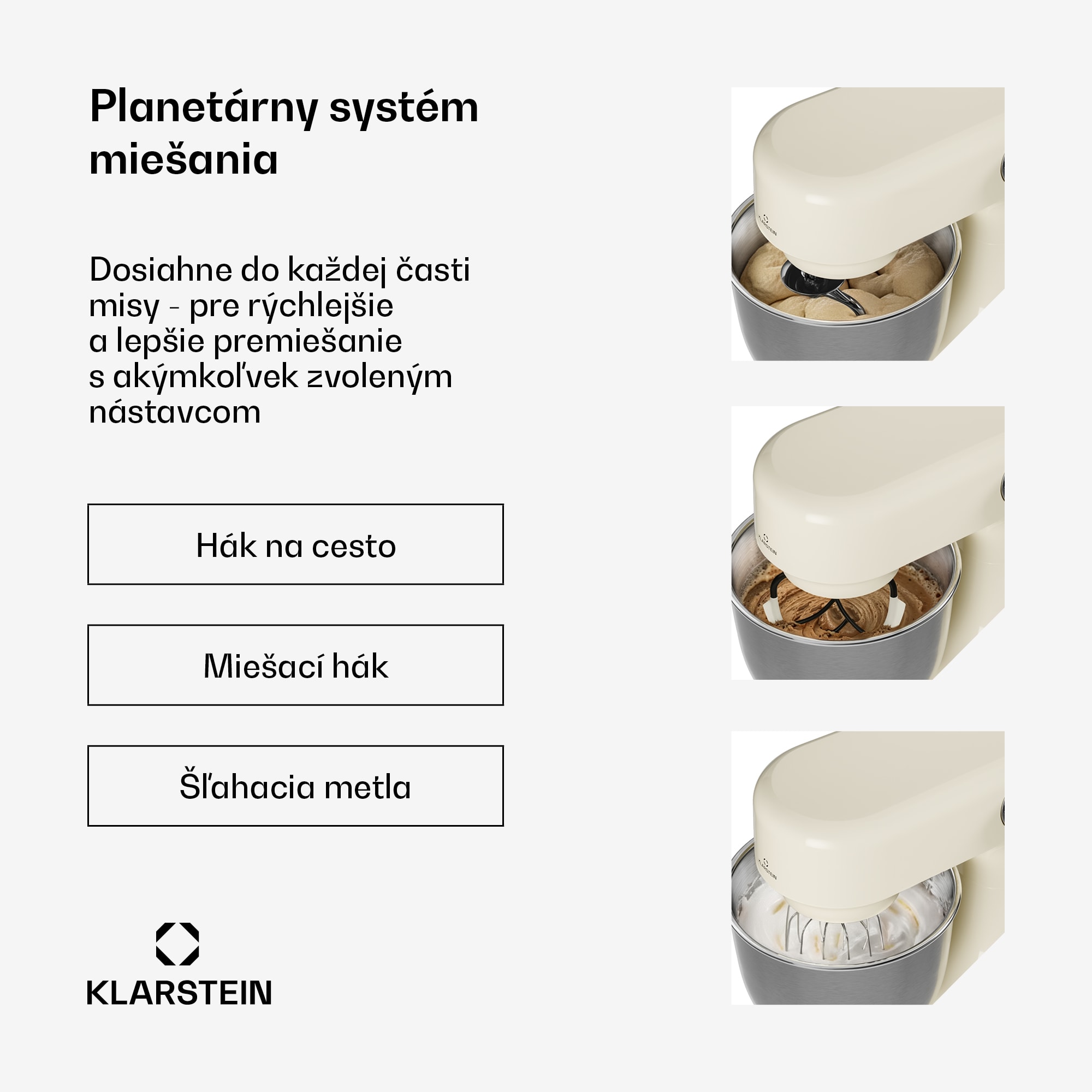 Klarstein Bella Evo kuchynský robot | planetárny miešací systém | 3 nástavce na mixovanie | 1500 W | 5 l – Obrázok 4