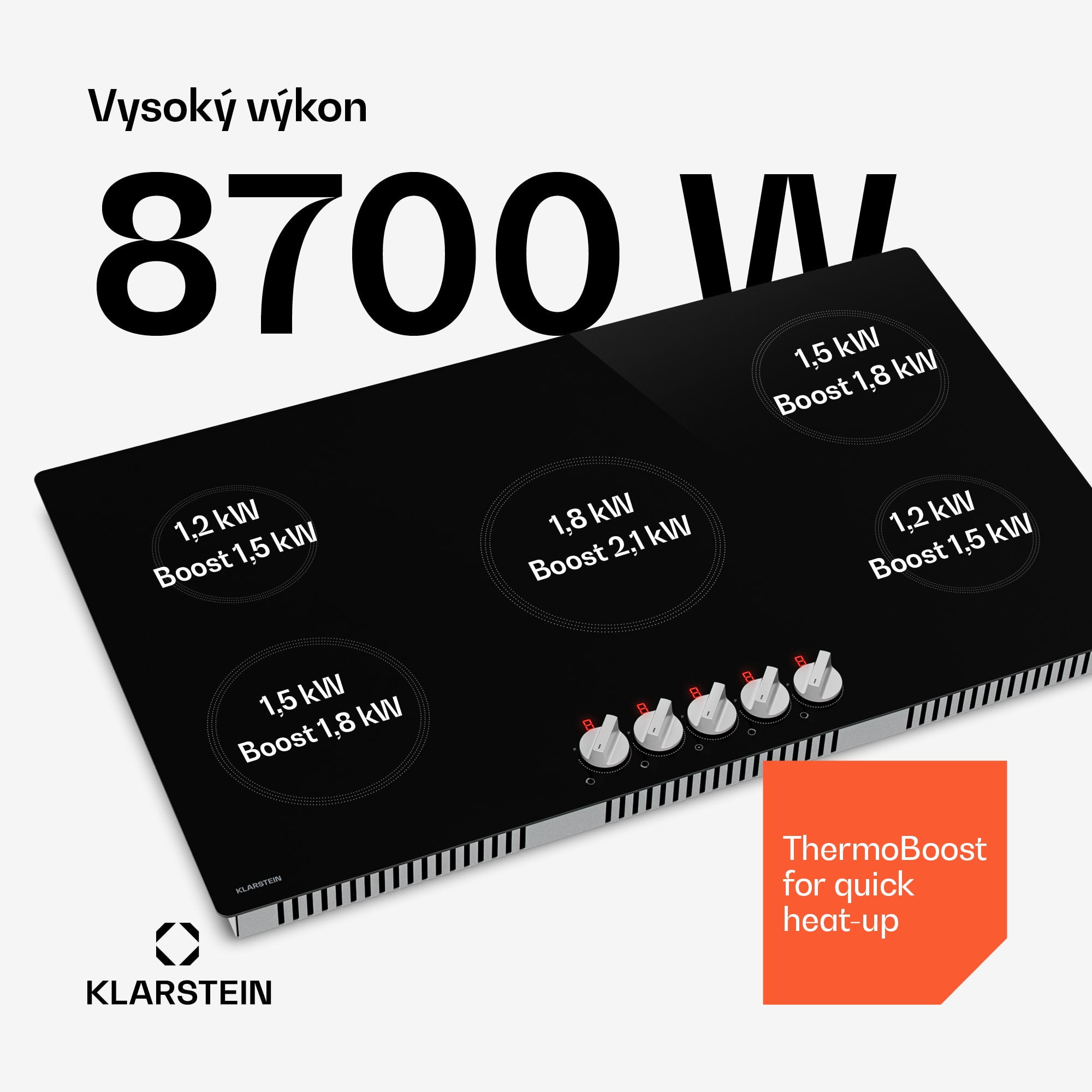 Klarstein Kochheld indukčná varná doska | Elegantná a výkonná | 5 varných zón | 8700 W | 90 cm – Obrázok 2