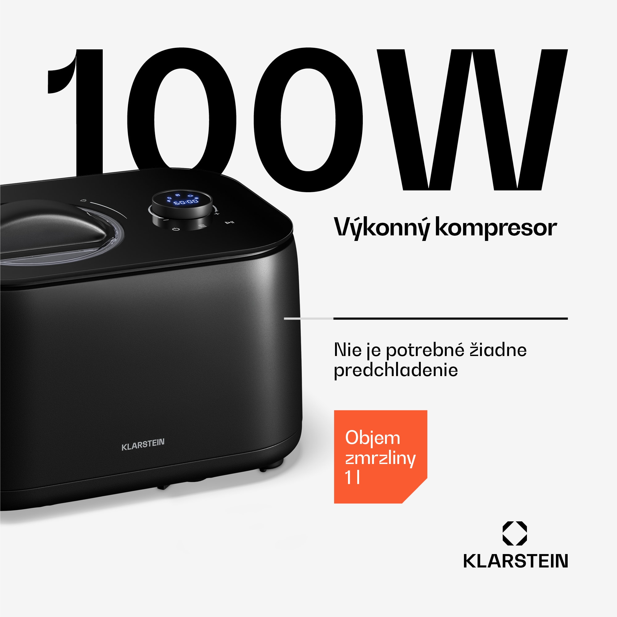 Klarstein FrostFusion zmrzlinovač, príprava slushie a jogurtu s kompresorom | 1 l | 100 W – Obrázok 2