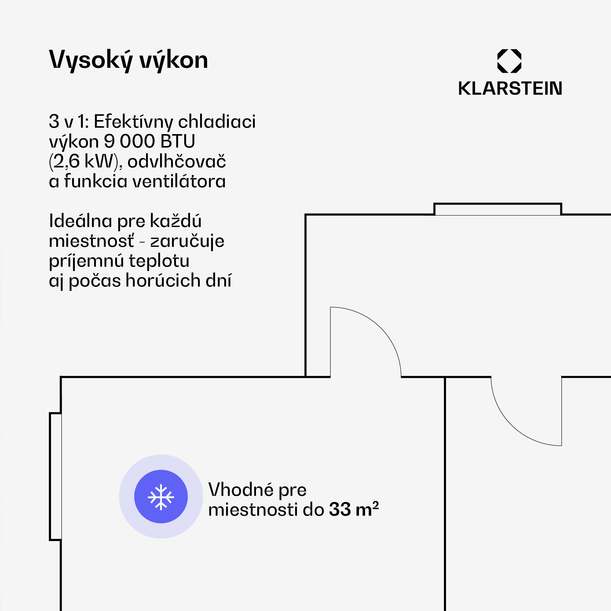 Klarstein AireLux mobilná klimatizácia | 9000 BTU | 31 cm | 33 m² | energetická trieda A – Obrázok 2