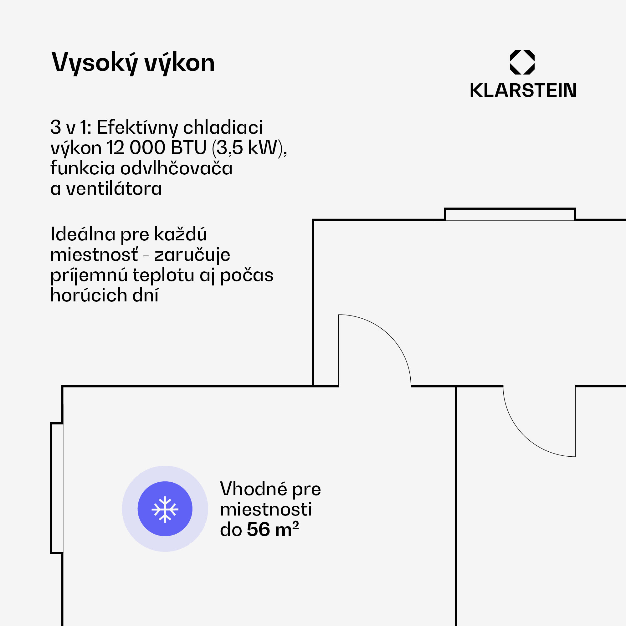 Klarstein Grandbreeze mobilná klimatizácia | 12000 BTU | 42 cm | 56 m² | energetická trieda A+ – Obrázok 2