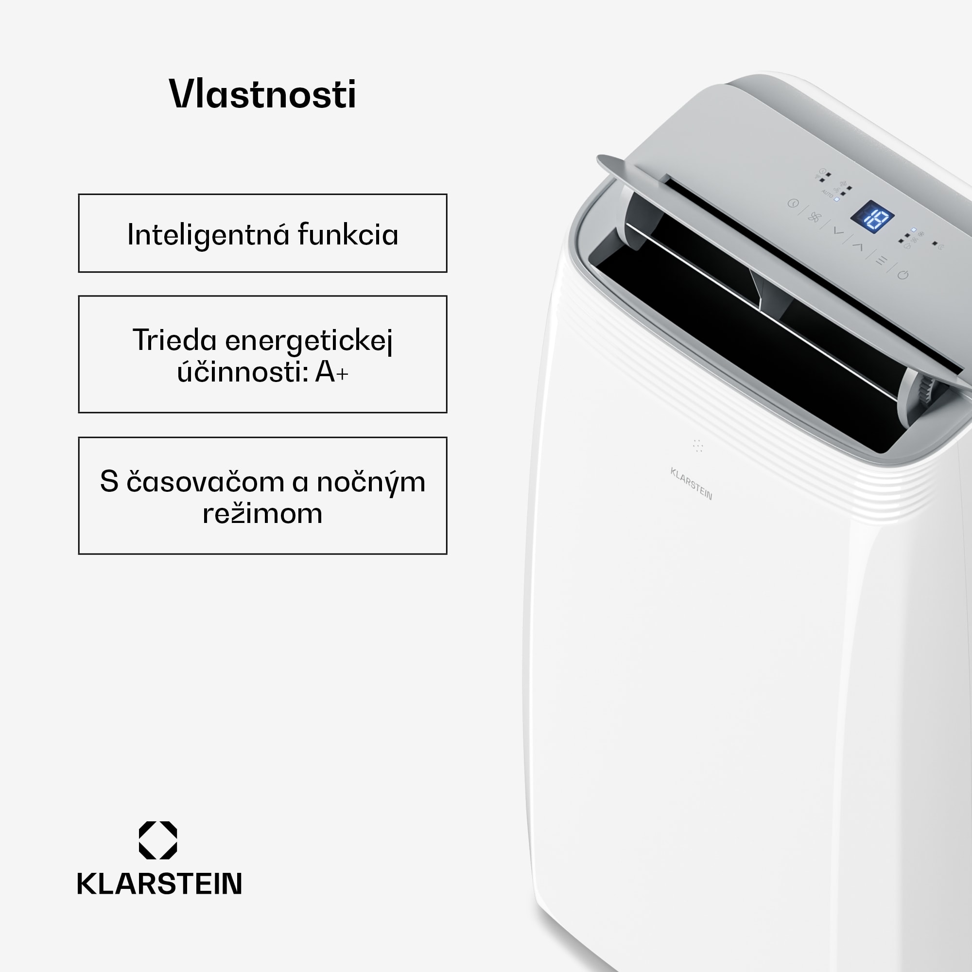 Klarstein Grandbreeze mobilná klimatizácia | 12000 BTU | 42 cm | 56 m² | energetická trieda A+ – Obrázok 4