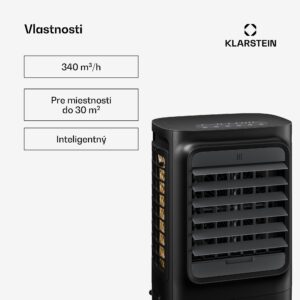 Klarstein Breezcube inteligentný ochladzovač vzduchu s vodným chladením | 340 m³/h | 10 l | 30 m² | 3 režimy | 50 W