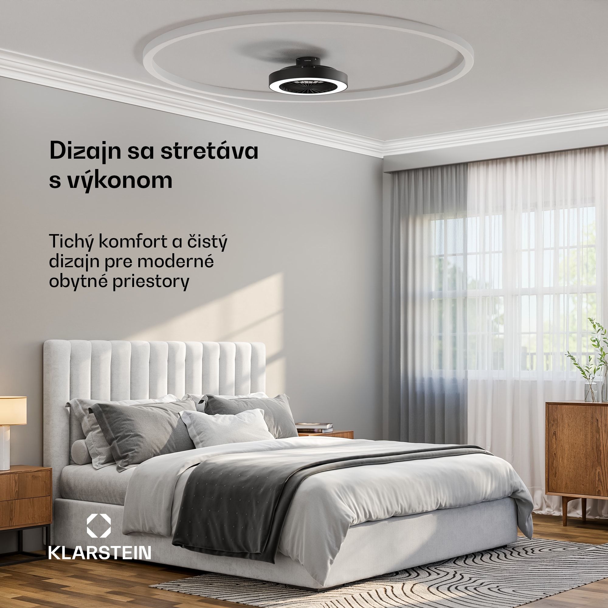 Klarstein ZenBreeze inteligentný stropný ventilátor so svetlom | 48 cm | 16 W | Tichý | LED | Akryl – Obrázok 5
