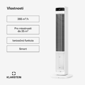 Klarstein Mistral inteligentný ochladzovač vzduchu s vodným chladením | 365 m³/h | 4 l | 35 m² | 3 režimy | 36 W