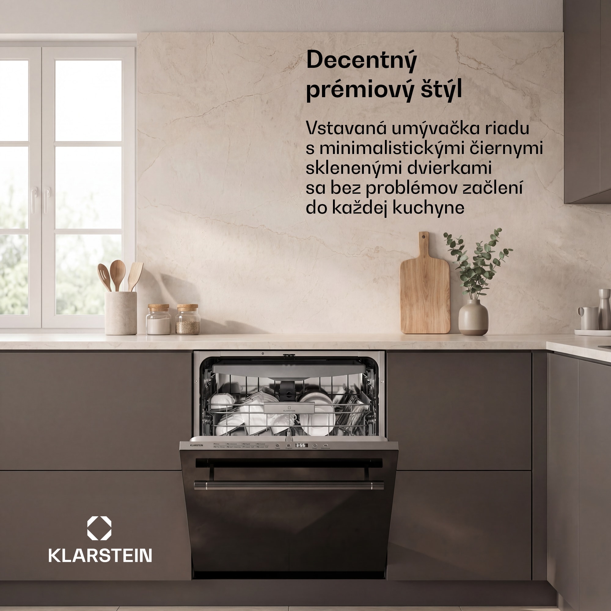 Klarstein Luxara vstavaná umývačka riadu | 8 programov | Technológia Aqua-Stop | 1900 W | 60 cm