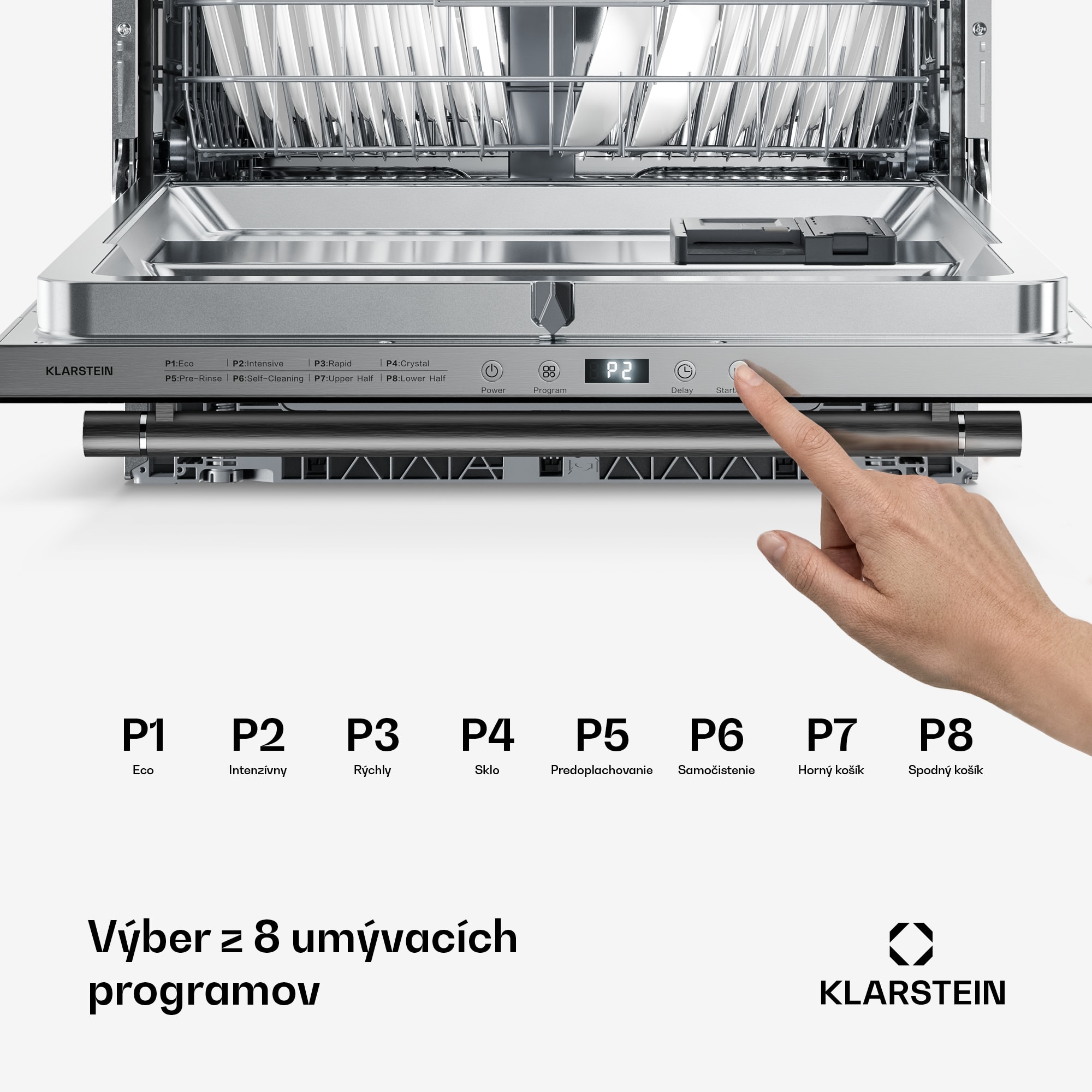 Klarstein Luxara vstavaná umývačka riadu | 8 programov | Technológia Aqua-Stop | 1900 W | 60 cm – Obrázok 4