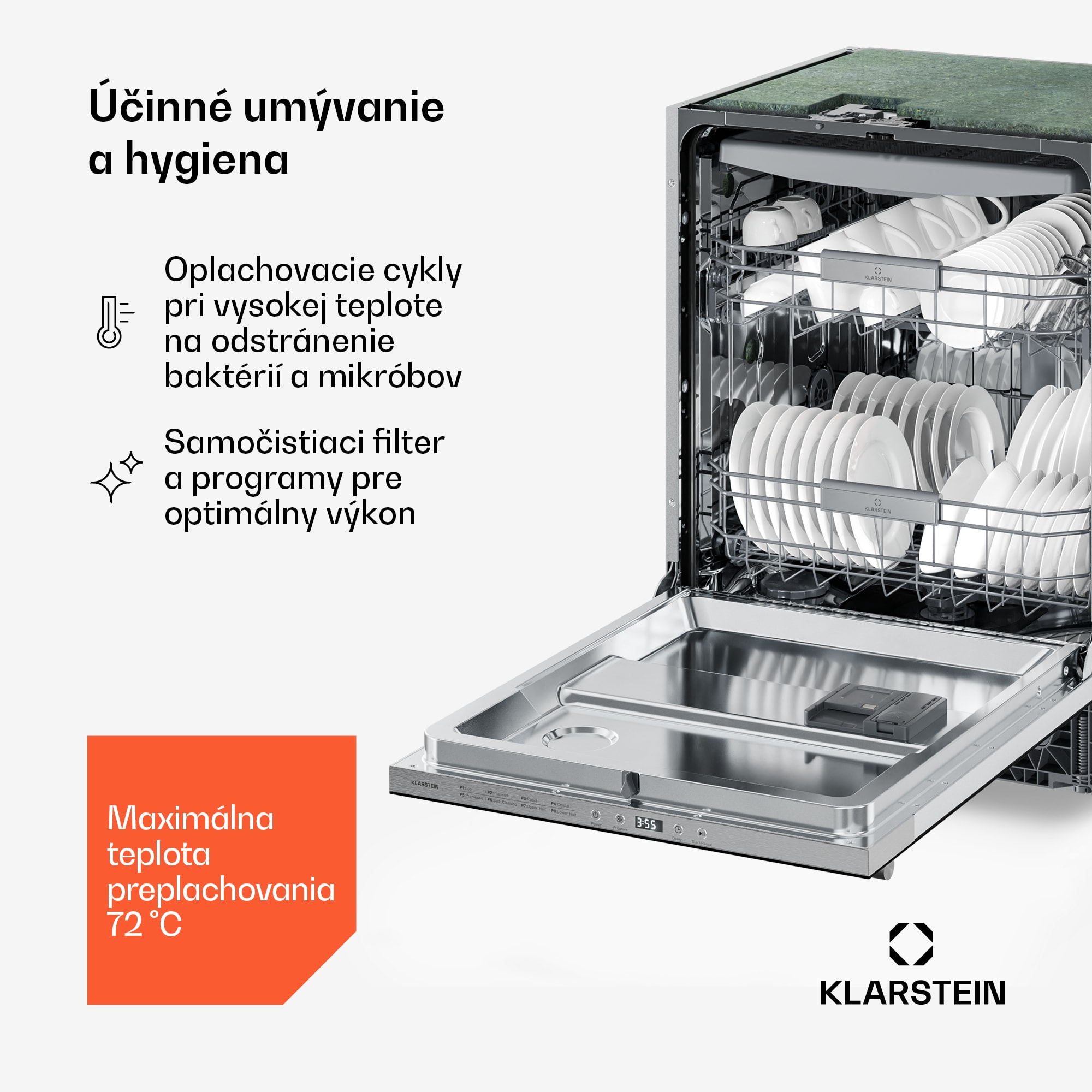 Klarstein Luxara vstavaná umývačka riadu | 8 programov | Technológia Aqua-Stop | 1900 W | 60 cm – Obrázok 5