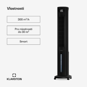 Klarstein Polar inteligentný ochladzovač vzduchu s vodným chladením | 300 m³/h | 5 l | 30 m² | 3 režimy | 75 W