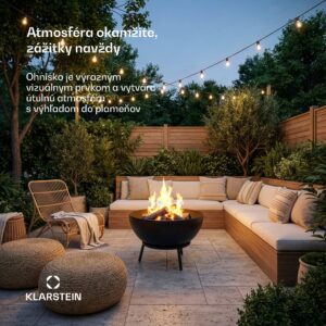 Klarstein Fireball nízke ohnisko | Odolné voči korózii | Odolné voči prevráteniu | Robustné | 66 cm | Čierne