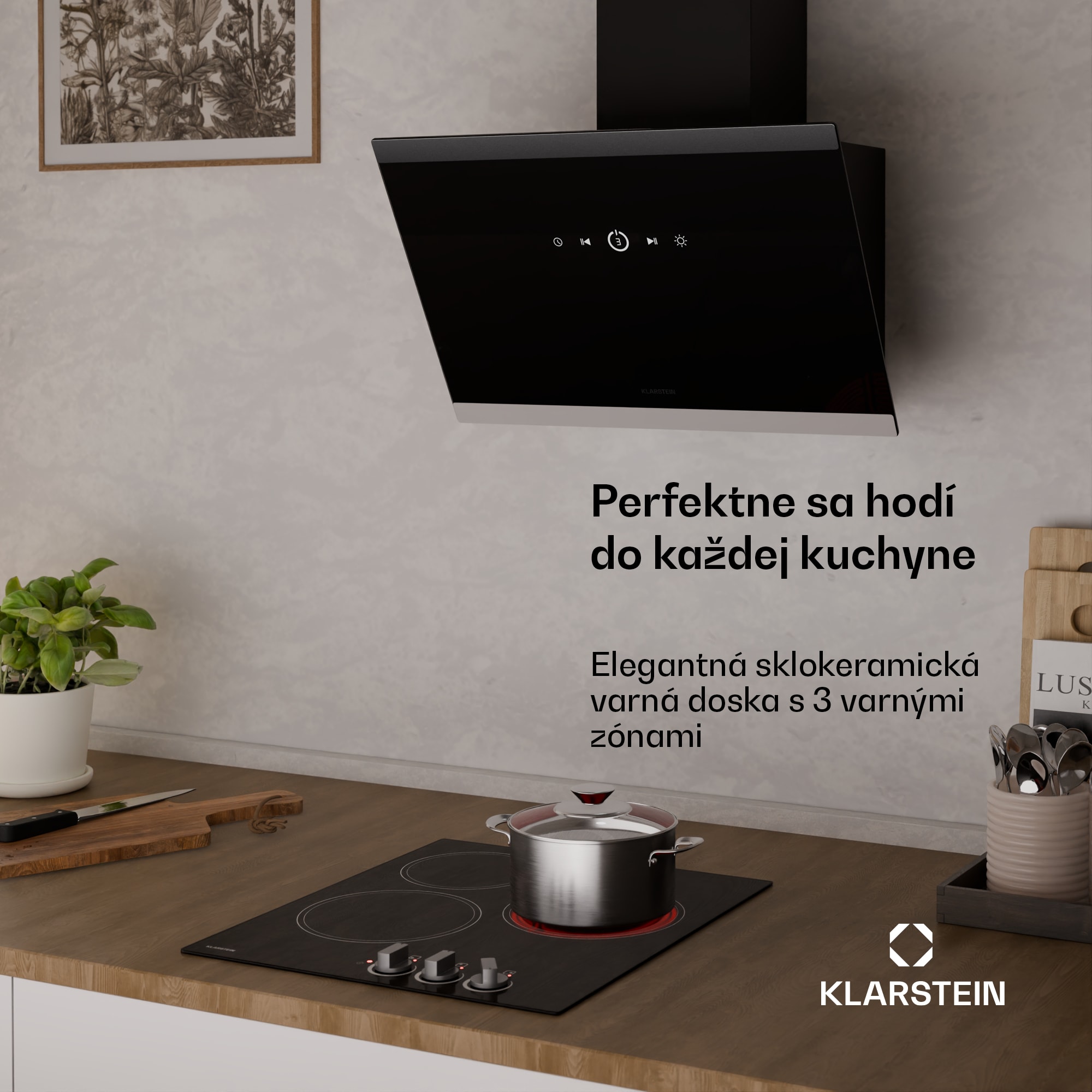 Klarstein EasyCook sklokeramická varná doska | 3 varné zóny | 4700 W | 11 úrovní výkonu | 45 cm