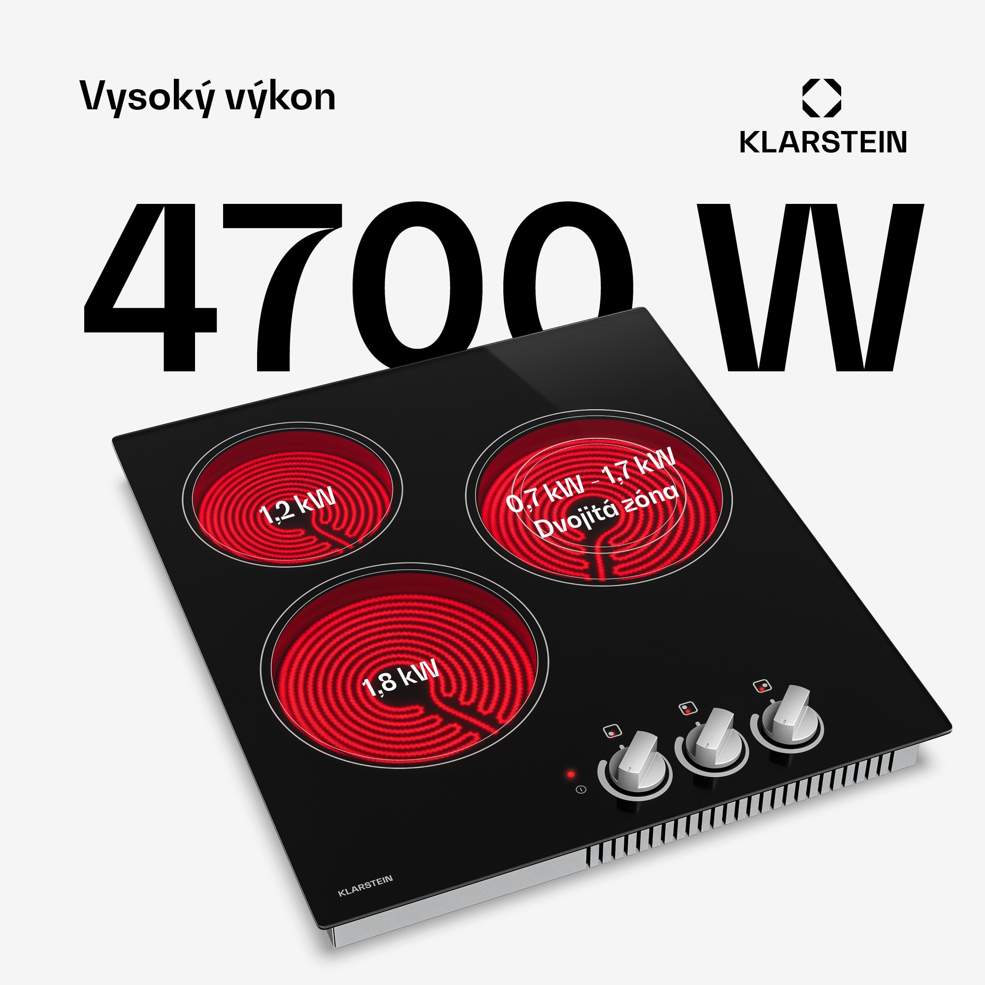 Klarstein EasyCook sklokeramická varná doska | 3 varné zóny | 4700 W | 11 úrovní výkonu | 45 cm – Obrázok 2
