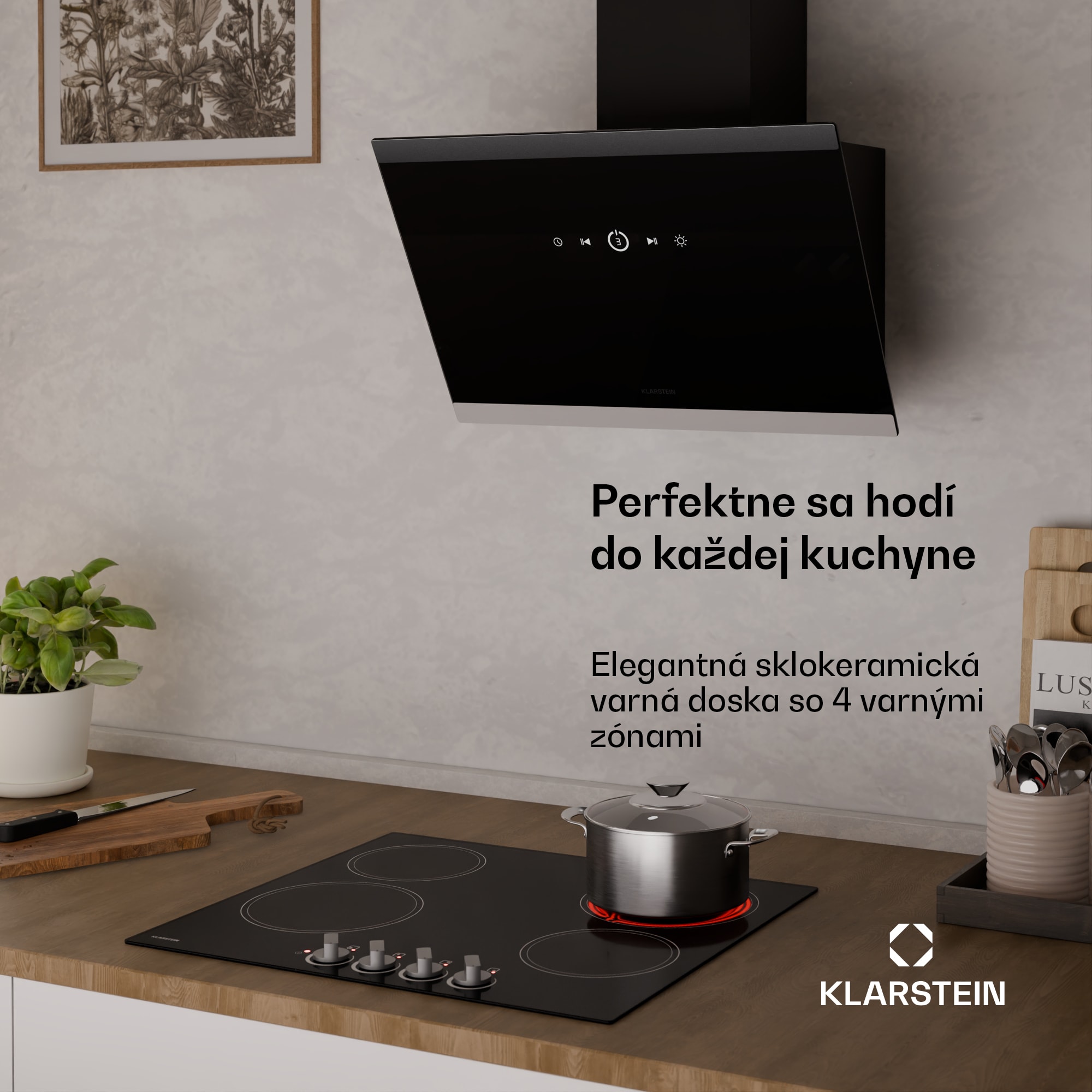Klarstein EasyCook sklokeramická varná doska | 4 varné zóny | 6000 W | 11 úrovní výkonu | 60 cm