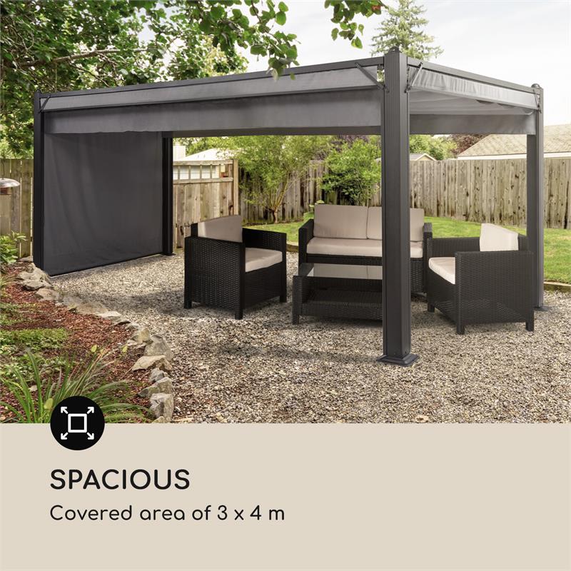 Blumfeldt Pantheon Cortina, náhradná strecha, 3x4m, polyester, 180g/m², sivá – Obrázok 2