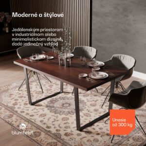 Blumfeldt Bearsdon jedálenský set, stolová doska a kovové nohy stola, industriálny štýl, stabilný, moderný