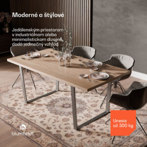 Blumfeldt Bearsdon jedálenský set, stolová doska a kovové nohy stola, industriálny štýl, stabilný, moderný