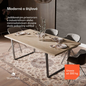 Blumfeldt Bearsdon jedálenský set, stolová doska a kovové nohy stola, industriálny štýl, stabilný, moderný