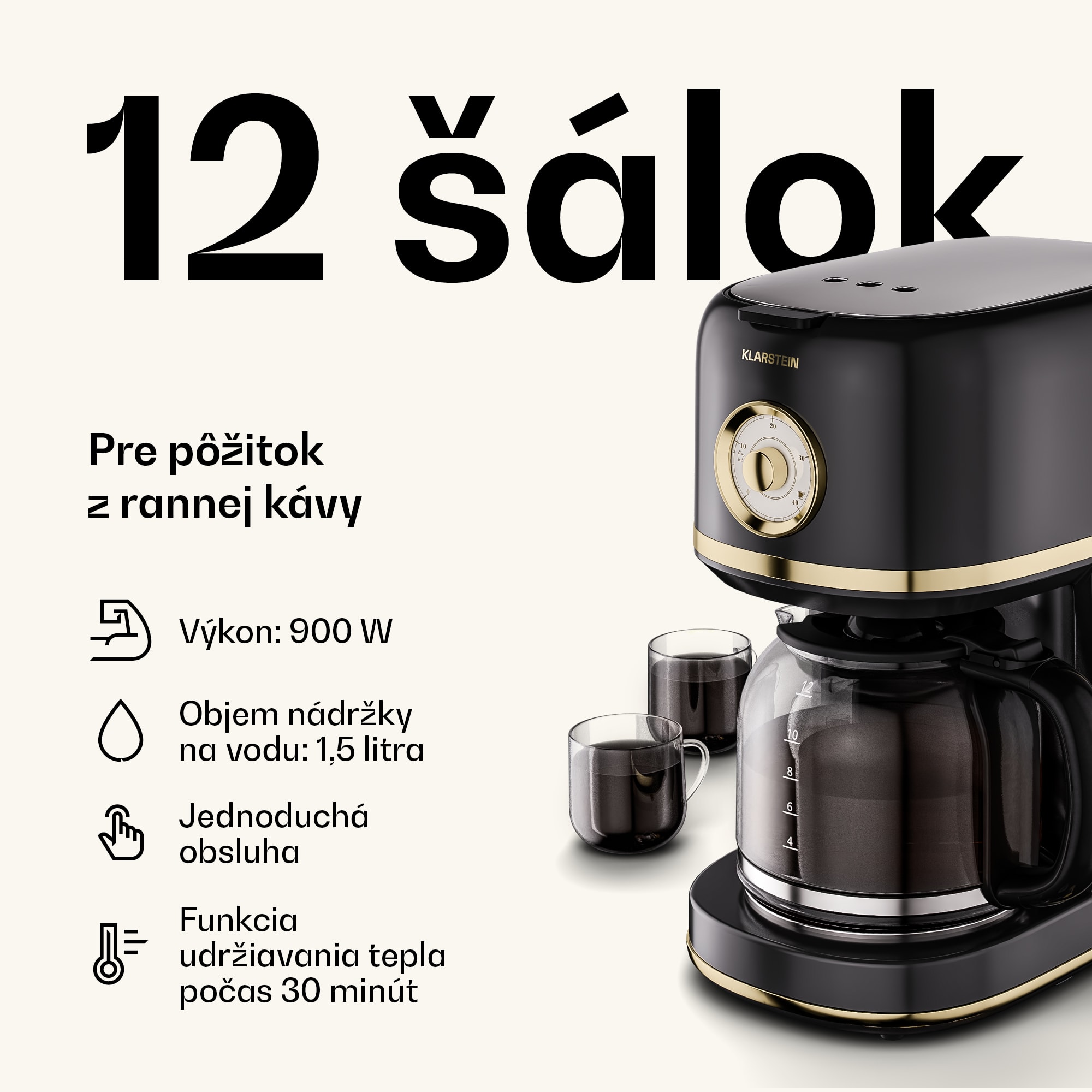 Klarstein Victoria raňajaková sada, hriankovač, kanvica a kávovar – Obrázok 4