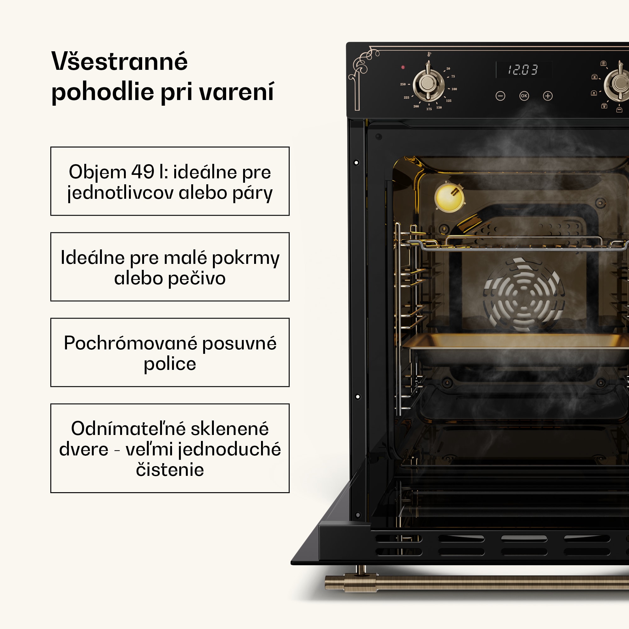 Klarstein Sklokeramická varná doska Victoria + úzka rúra Victoria | Nadčasová | 45 cm – Obrázok 2