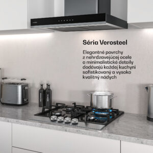 Klarstein Verosteel plynová varná doska + Verosteel komínový digestor | nehrdzavejúca oceľ | 60 cm