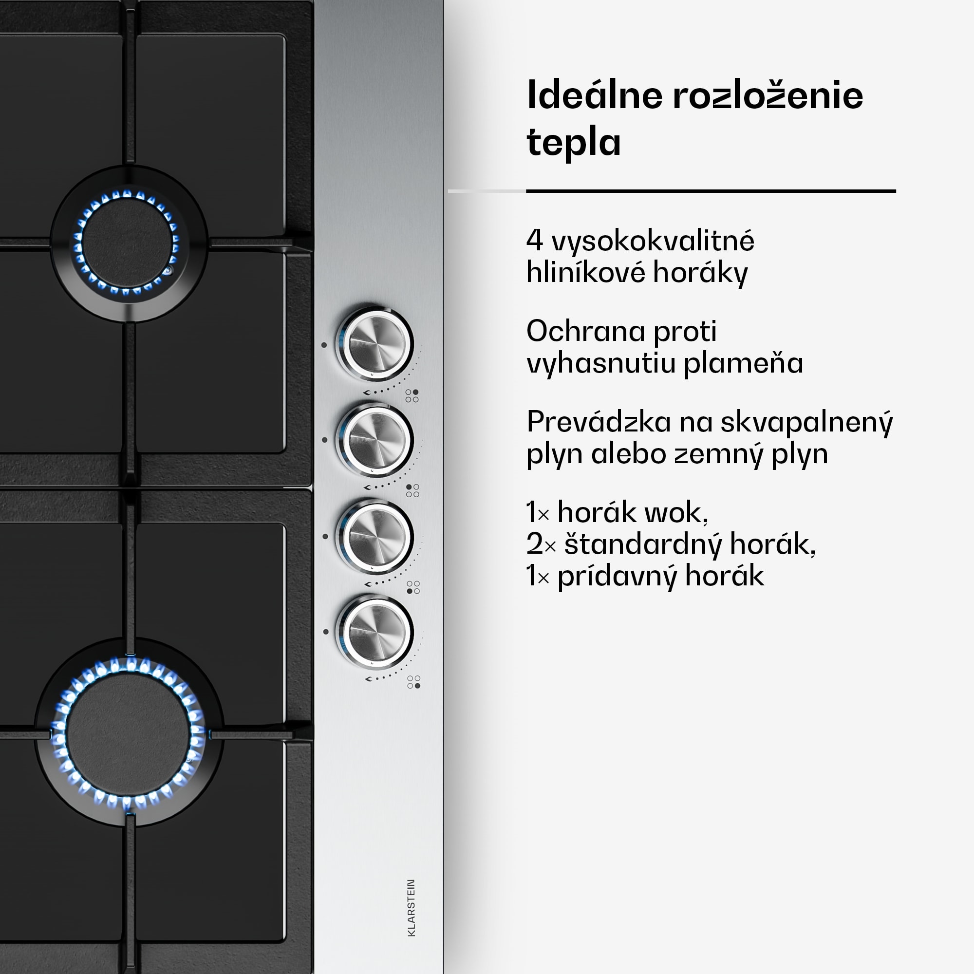Klarstein Verosteel plynová varná doska + Verosteel komínový digestor | nehrdzavejúca oceľ | 60 cm – Obrázok 4
