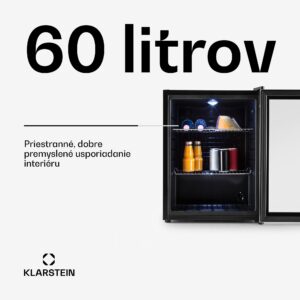 Klarstein Beersafe XL, chladnička, 60 l, energet. trieda D, sklenené dvierka, nehrdzavejúca oceľ