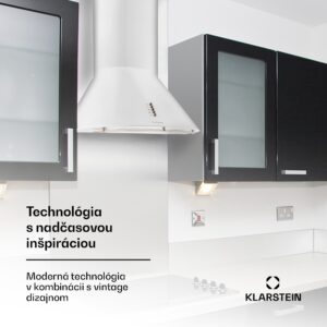 Klarstein Lumio Primo, digestor, 60 cm, komínový, 490 m³/h, retro dizajn, nehrdzavejúca oceľ, biely