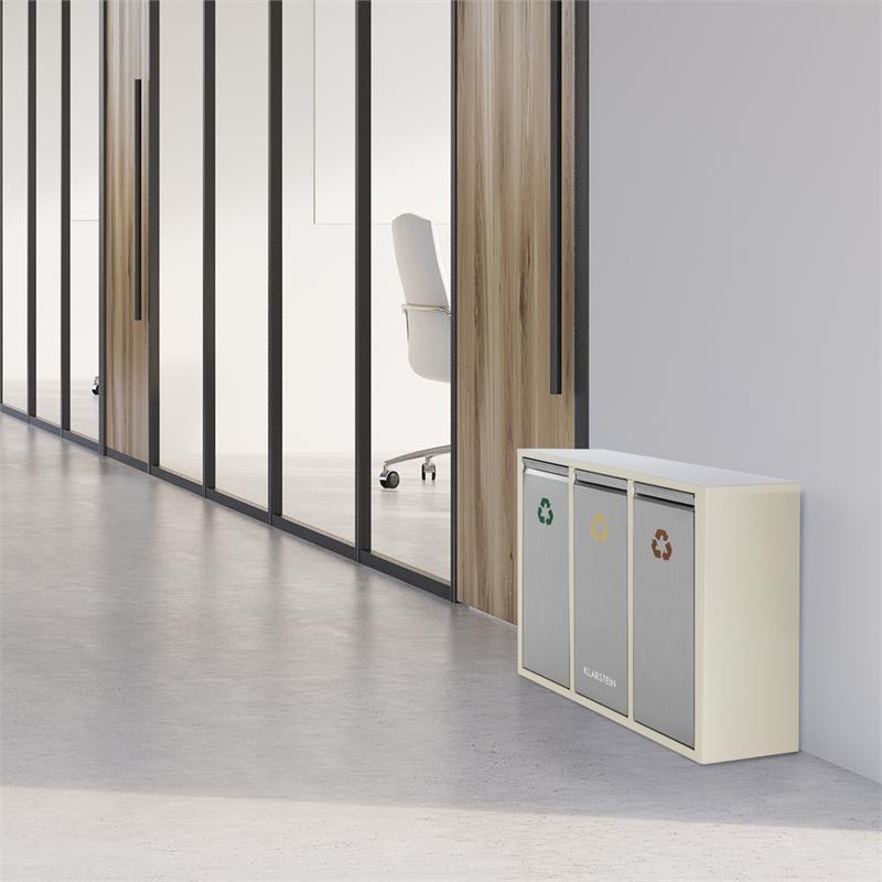 Klarstein Ordnungshütter 3, 45 l, krémovo-béžová, box na triedený odpad, 3 x 15 l – Obrázok 3