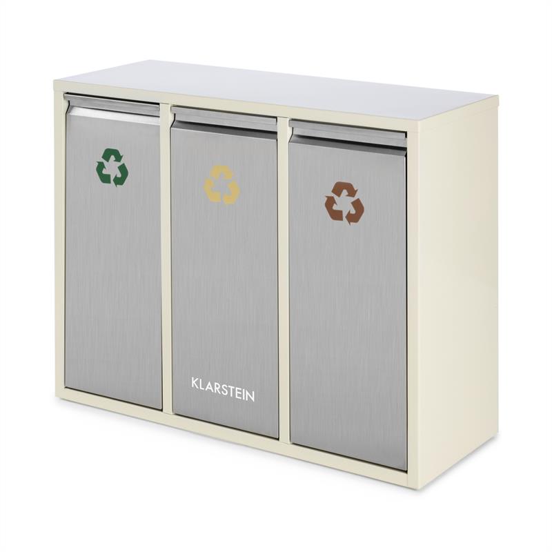 Klarstein Ordnungshütter 3, 45 l, krémovo-béžová, box na triedený odpad, 3 x 15 l – Obrázok 4