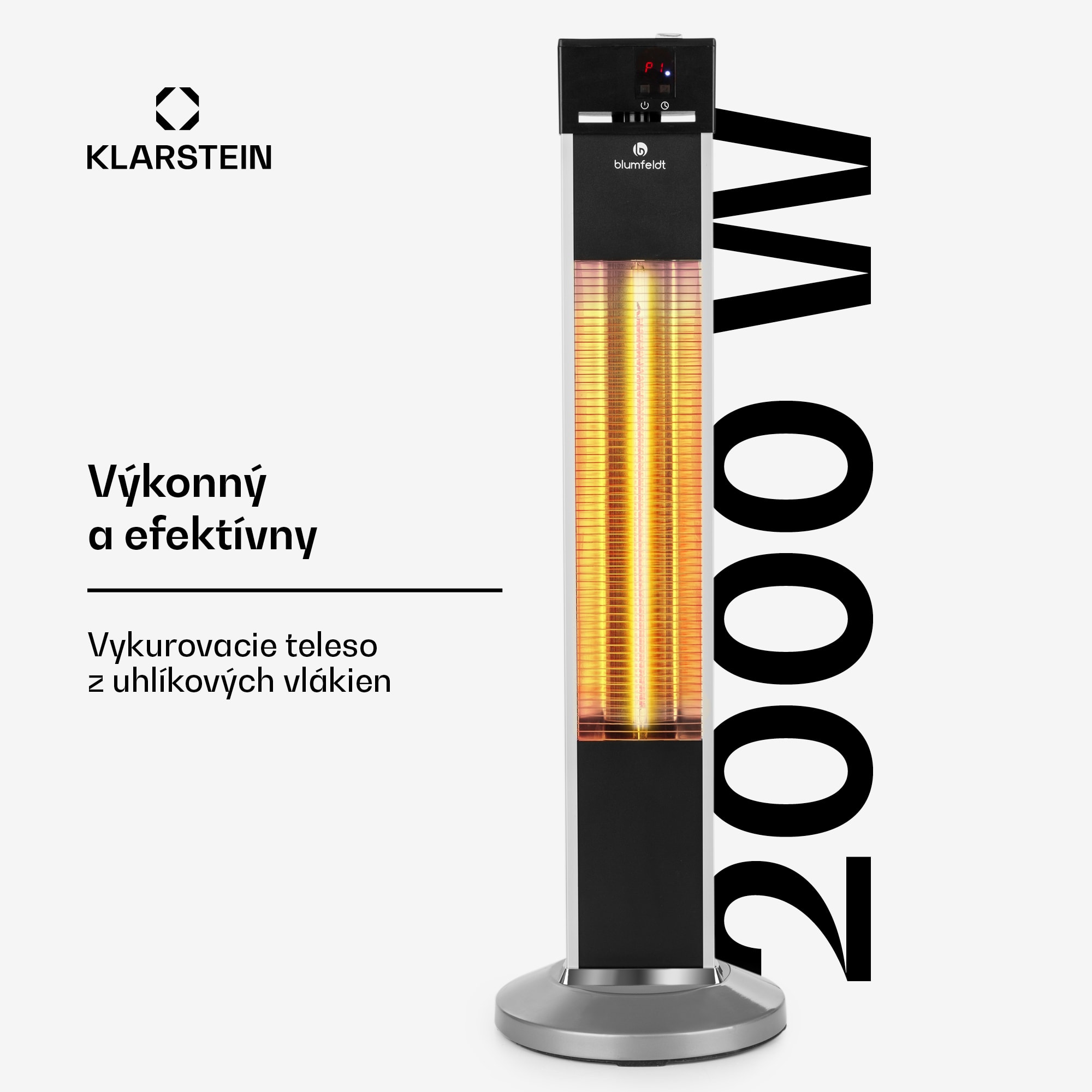 Blumfeldt Heat Guru, infračervený ohrievač, 2000 W, 3 stupne ohrevu, stojanový, diaľkové ovládanie, strieborný – Obrázok 3