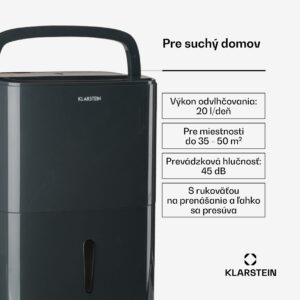 Klarstein DryFy20 Odvlhčovač vzduchu 420W 20l/d 230m³/h 35-50m² DrySelect 45dB Sivá