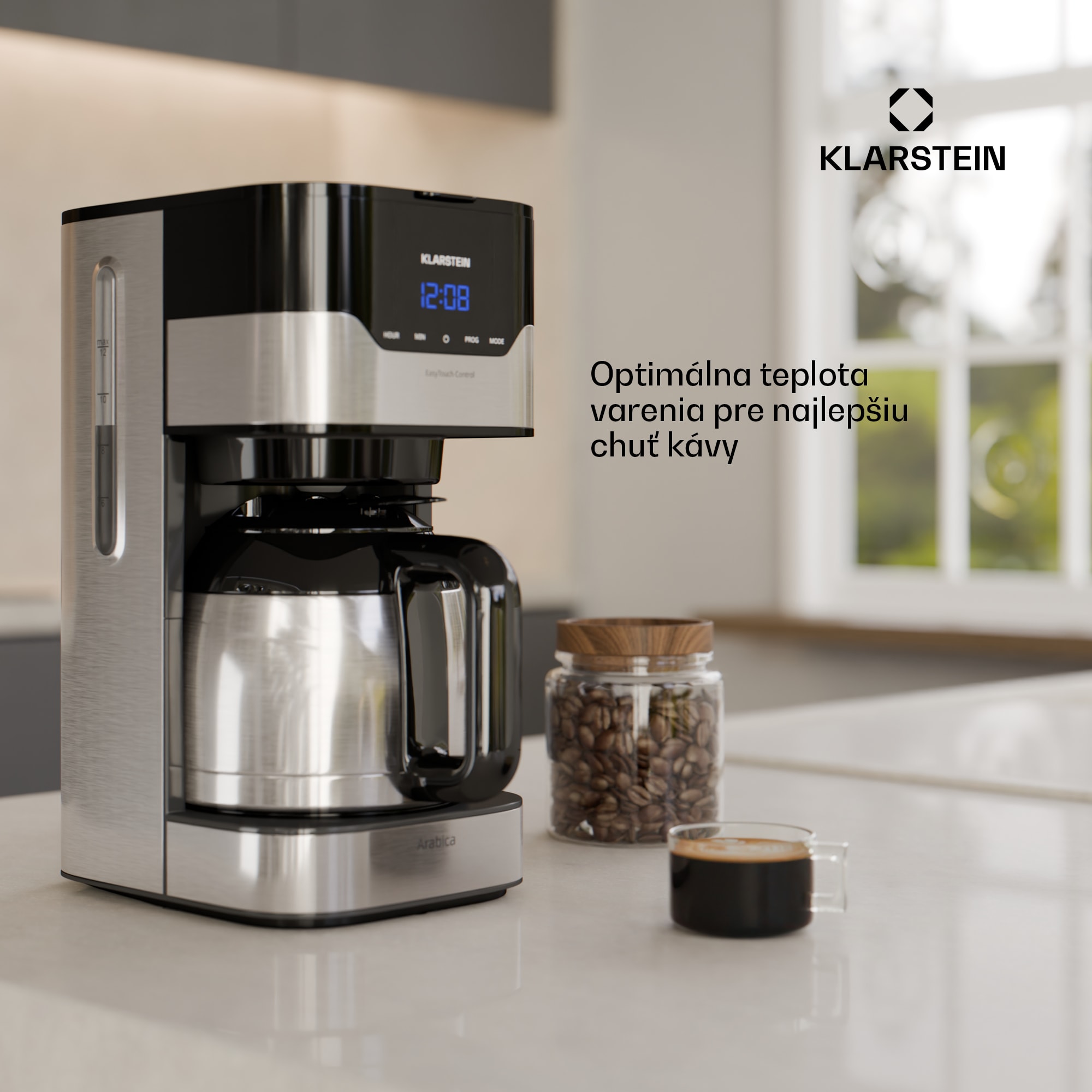 Klarstein Arabica 1.2, kávovar, 1,2 l, EasyTouch Control, strieborný/čierny