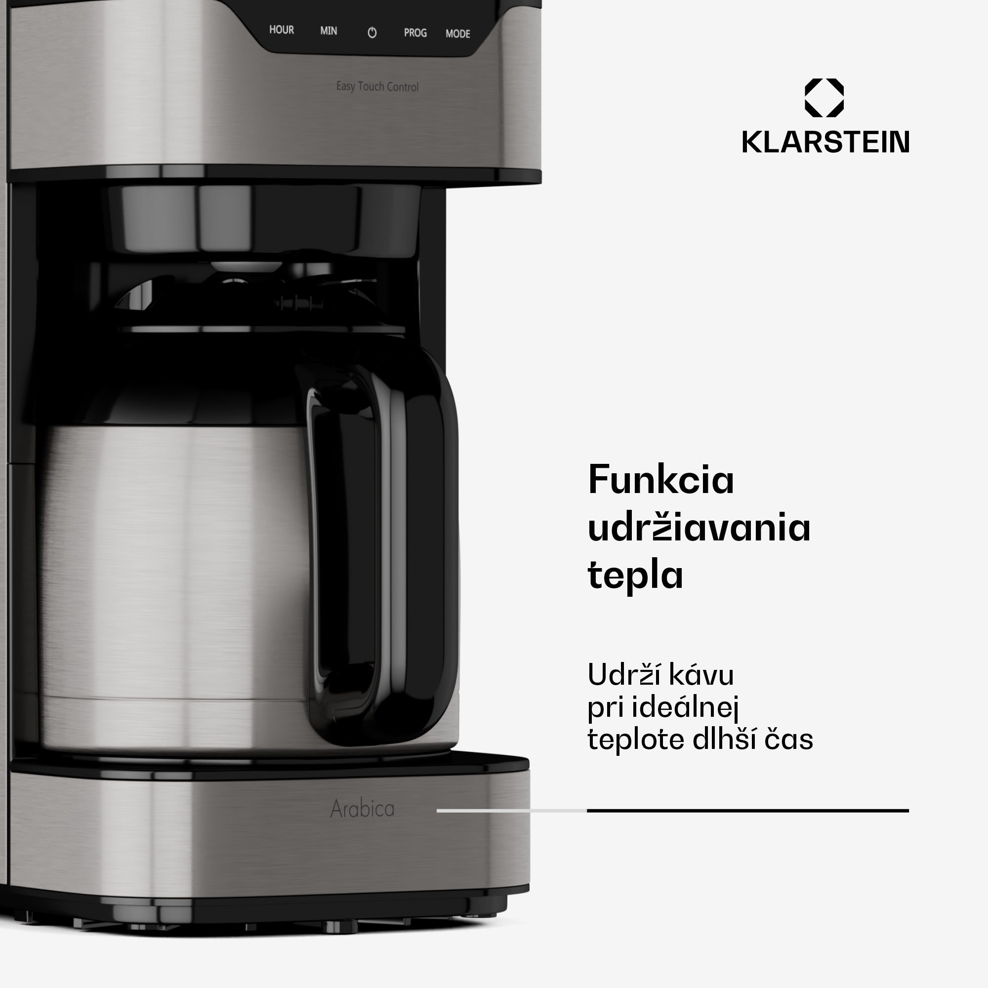 Klarstein Arabica 1.2, kávovar, 1,2 l, EasyTouch Control, strieborný/čierny – Obrázok 5