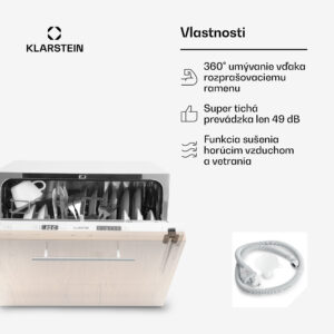 Klarstein Amazonia 6 Secret, vstavaná umývačka riadu, 6 programov, biela