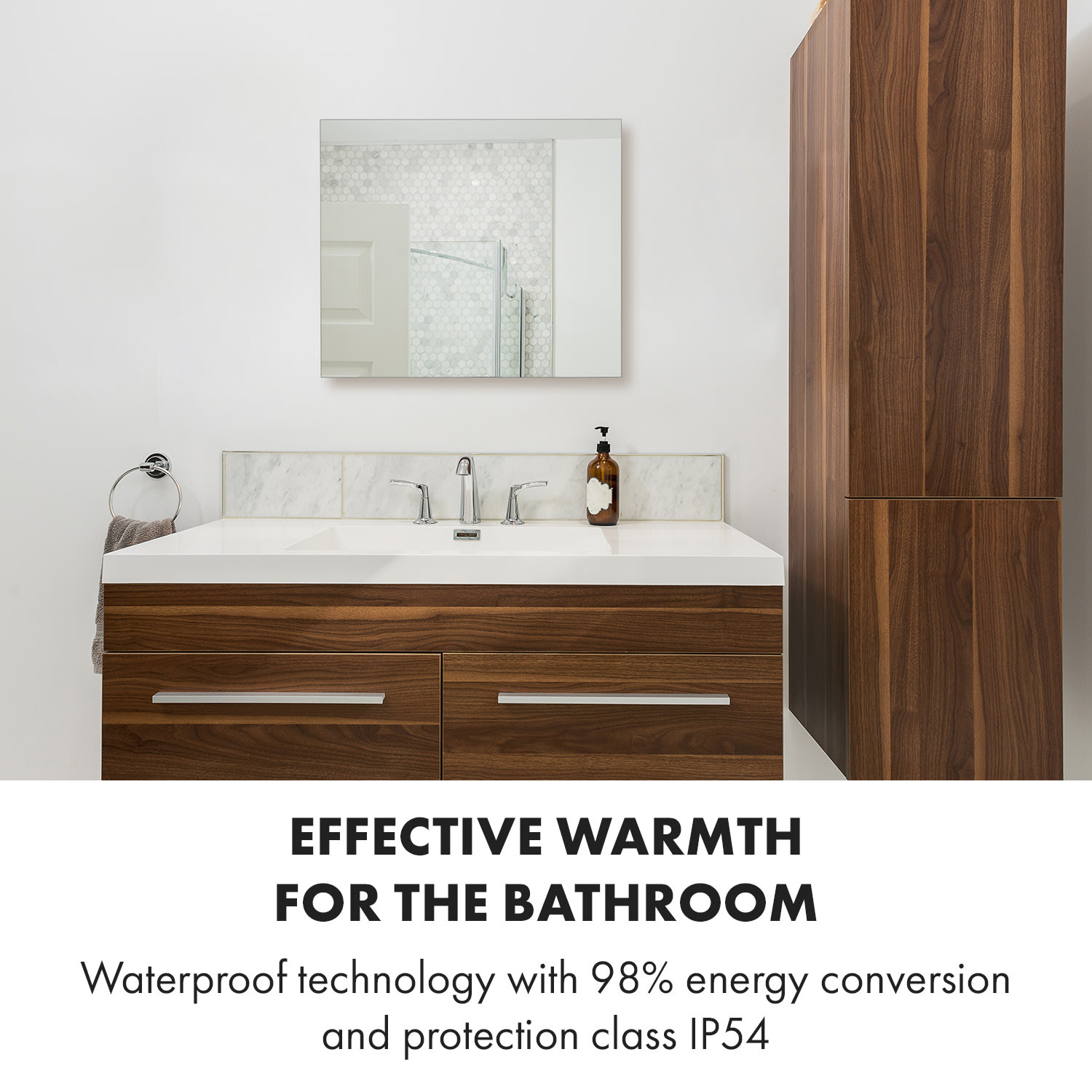 Klarstein Marvel Mirror, infračervený ohrievač, 360 W, týždenný časovač, IP20, hranaté zrkadlo – Obrázok 5