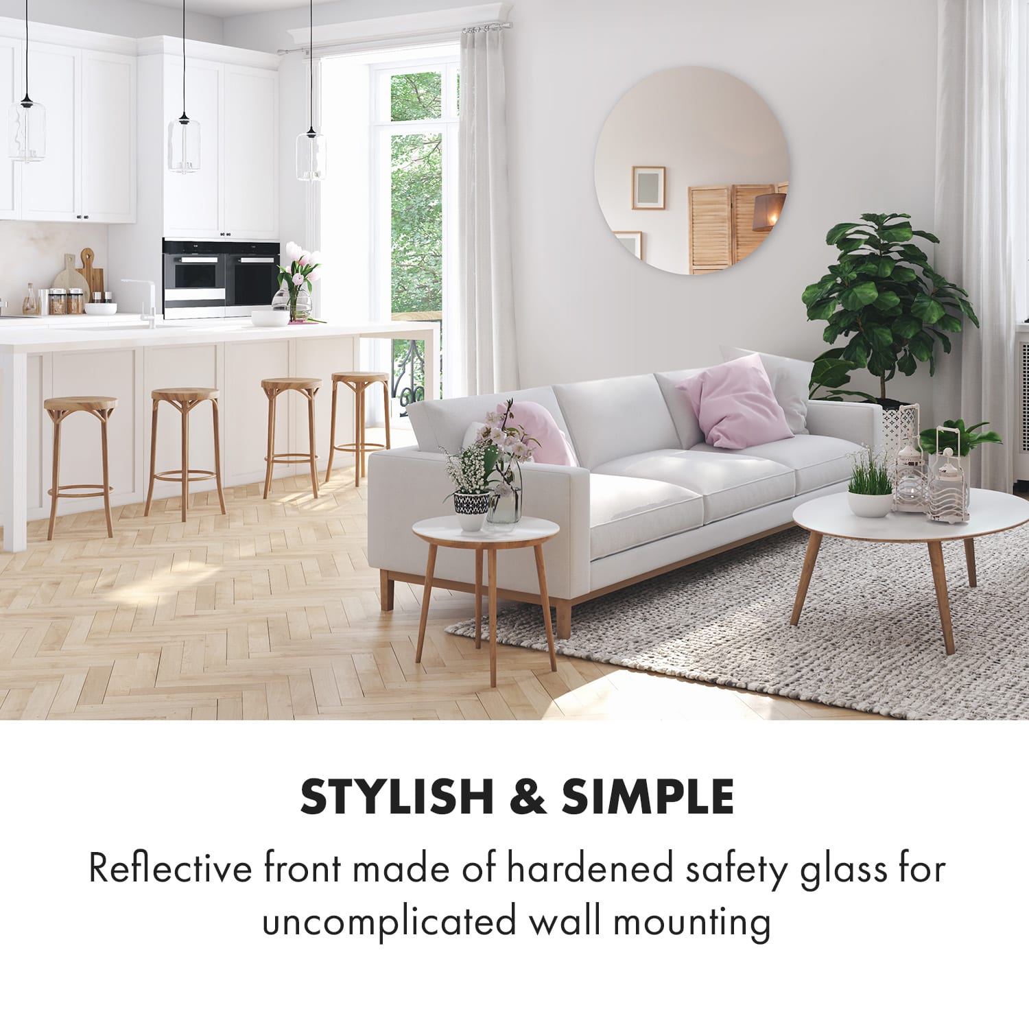 Klarstein Marvel Mirror, infračervený ohrievač, 300 W, týždenný časovač, IP54, okrúhle zrkadlo – Obrázok 2