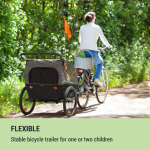 KLARFIT Kiddy King, príves na bicykel pre deti, džogingový kočík, 2-miestny, 40 kg