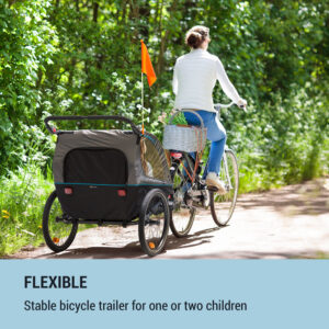 KLARFIT Kiddy King, príves na bicykel pre deti, džogingový kočík, 2-miestny, 40 kg