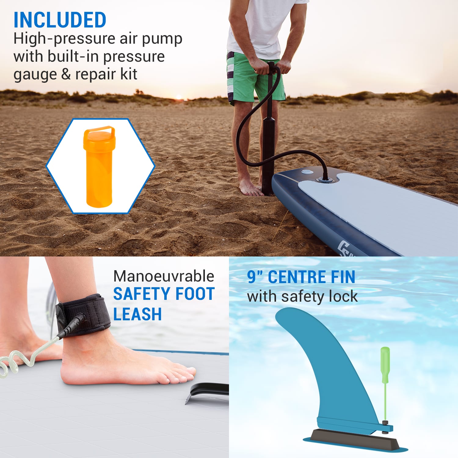 Capital Sports Lanikai Cruiser 9.8, nafukovací paddelboard, súprava so SUP doskou, 305 × 77 × 10 – Obrázok 3