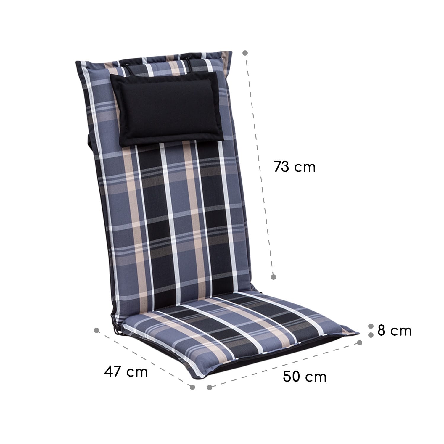 Blumfeldt Elbe, čalúnená podložka, podložka na stoličku, podložka na vyššie polohovacie kreslo, na záhradnú stoličku, Dralon, 50 × 120 × 8 cm – Obrázok 4