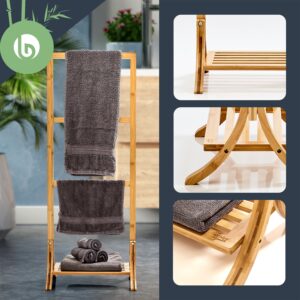 Blumfeldt Vešiak uteráky, 3 tyčky uteráky, 40 x 104,5 x 27 cm, rebríkový dizajn, bambus