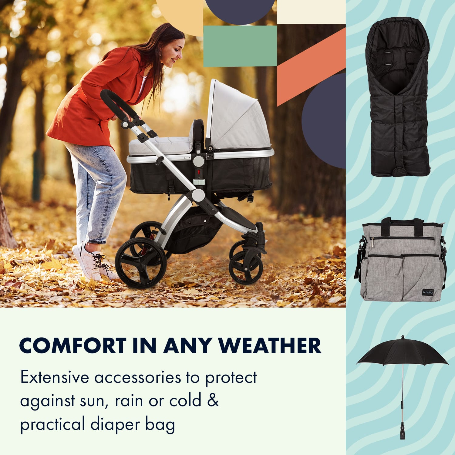 Babify Go Baby Neo 3 v 1, kočík, športový kočík, autosedačka, R44/04, skupina 0+, 5-bodové bezpečnostné pásy – Obrázok 3