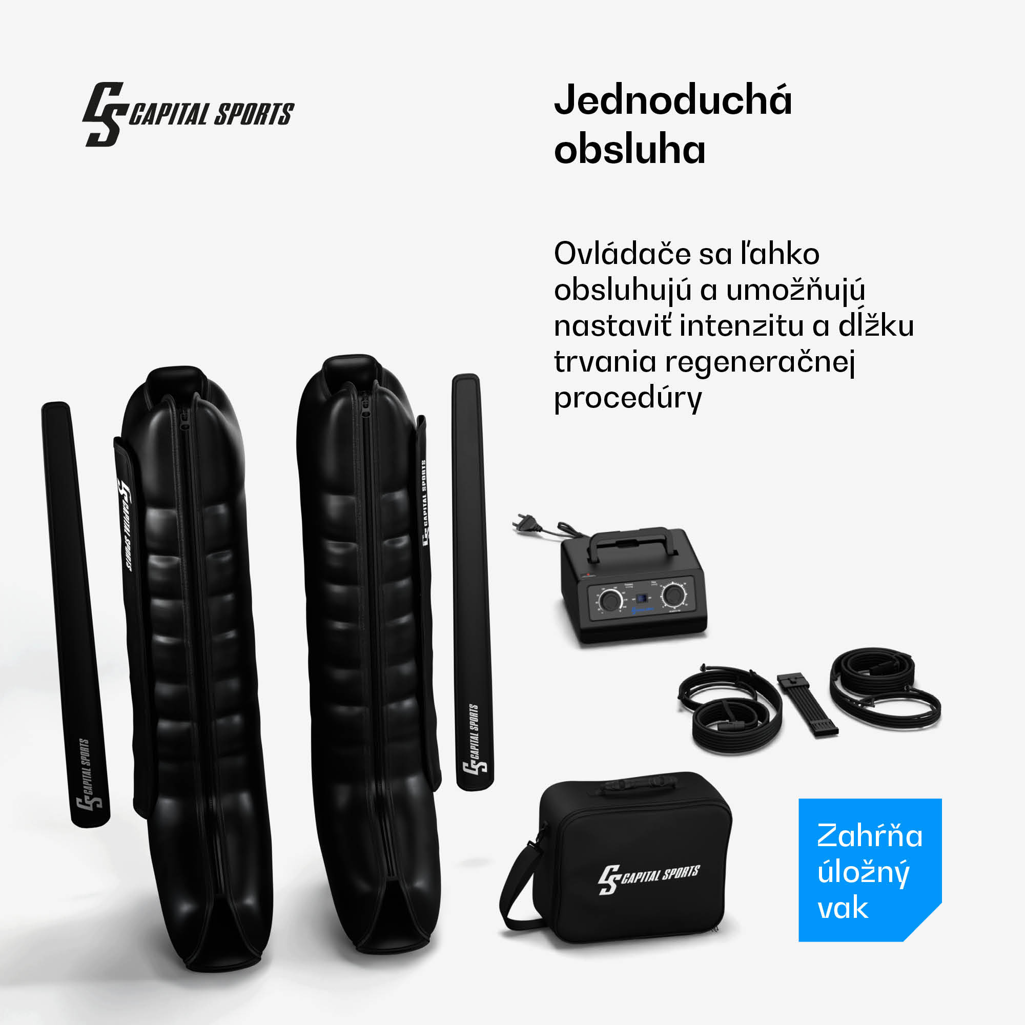 Capital Sports Hyper Cap vzduchový kompresný návlek, 6 oddielov, jemná až intenzívna kompresia – Obrázok 5