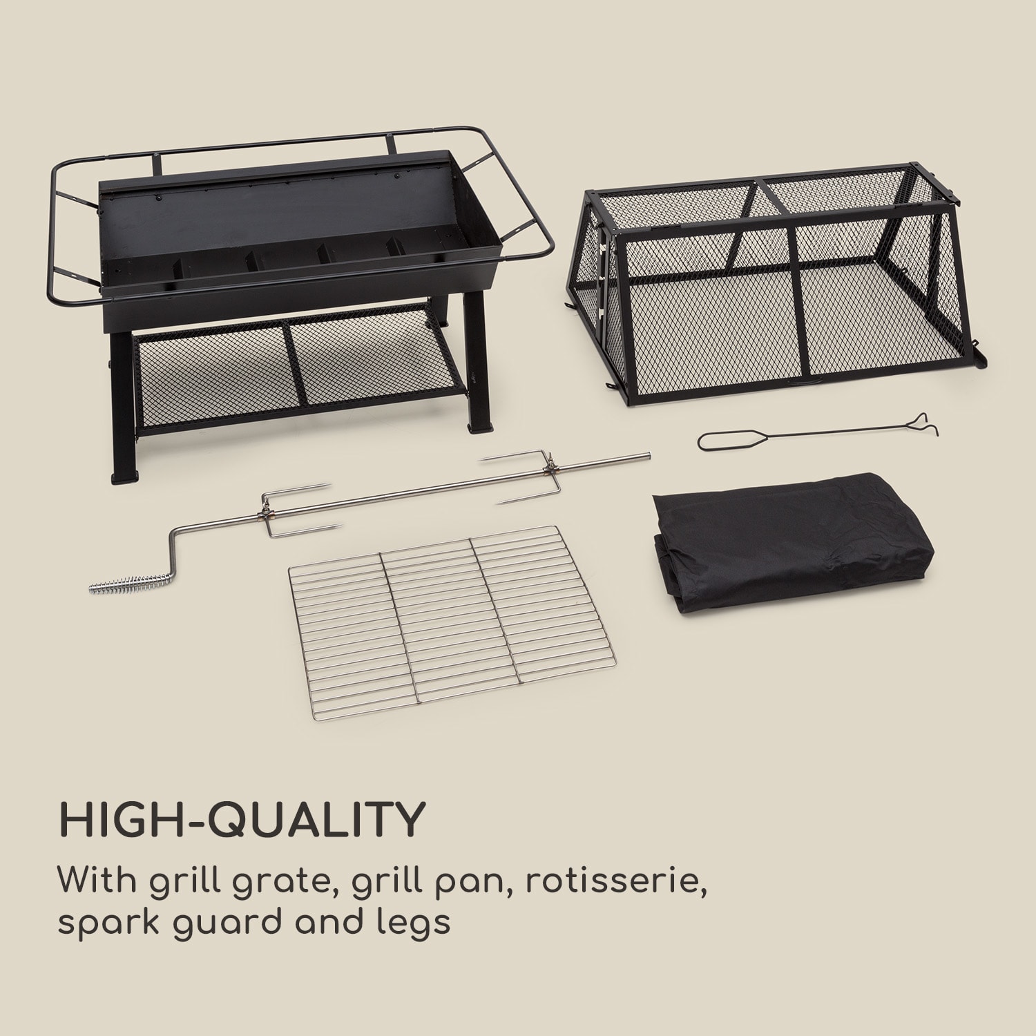 Blumfeldt Milos Alto, otočný gril, žiaruvzdorná oceľová konštrukcia, priehradka na drevo – Obrázok 5