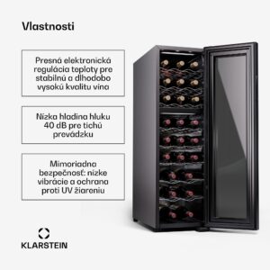 Klarstein Shiraz 24 Duo, chladnička na víno, 2 zóny, 75 l/24 fliaš,  5-18 °C, dotykové ovládanie