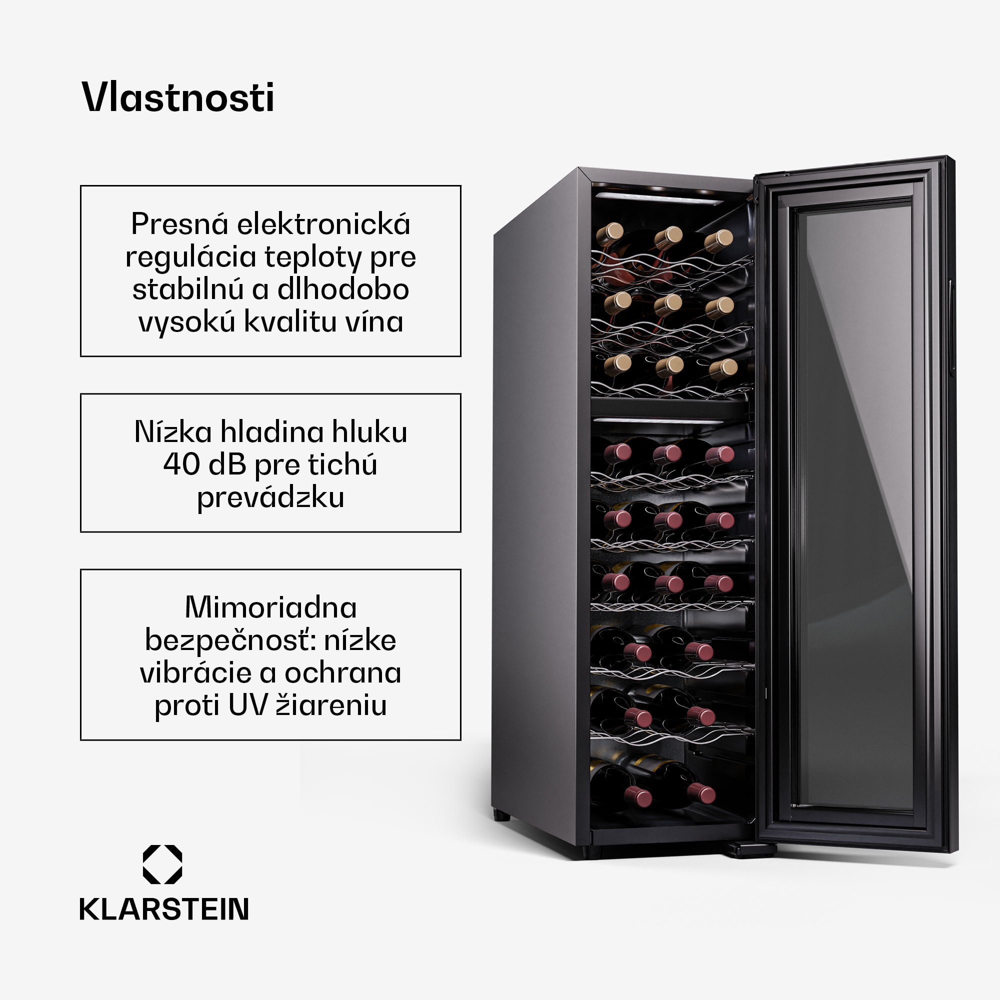 Klarstein Shiraz 24 Duo, chladnička na víno, 2 zóny, 75 l/24 fliaš, 5-18 °C, dotykové ovládanie